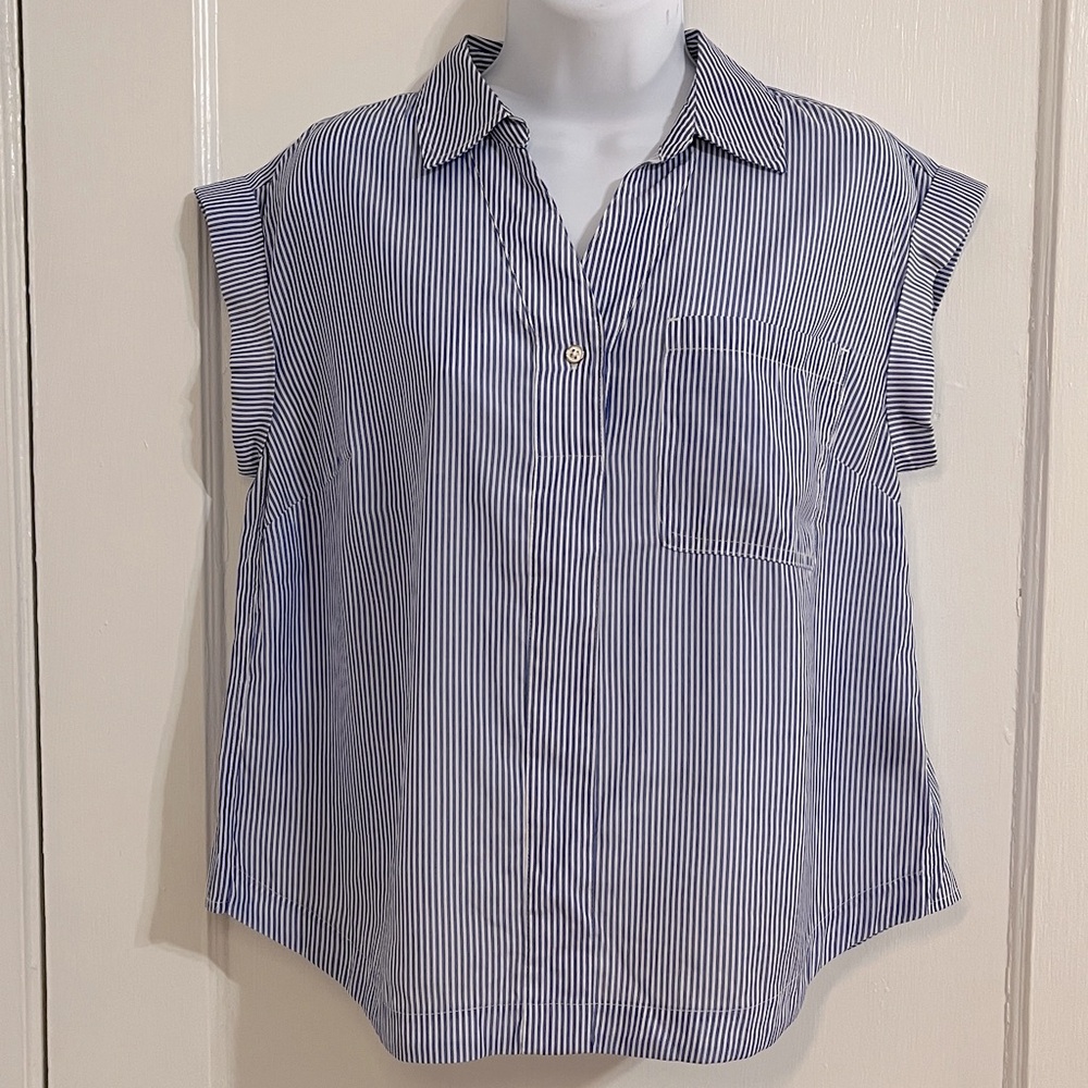Apt 9 Short Sleeve Striped Collar Top Size MP